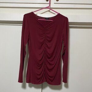 Halogen cranberry, long sleeve, bodycon top w/gathered center, size M